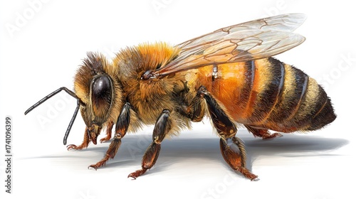 Detailed illustration of a honeybee