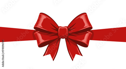 Elegant Red Ribbon Bow for Festive Gift Wrapping and Decoration.