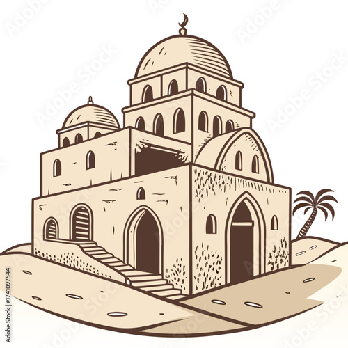 Traditional Arabian desert house vector illustration