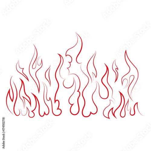 Red flames linear drawing svg