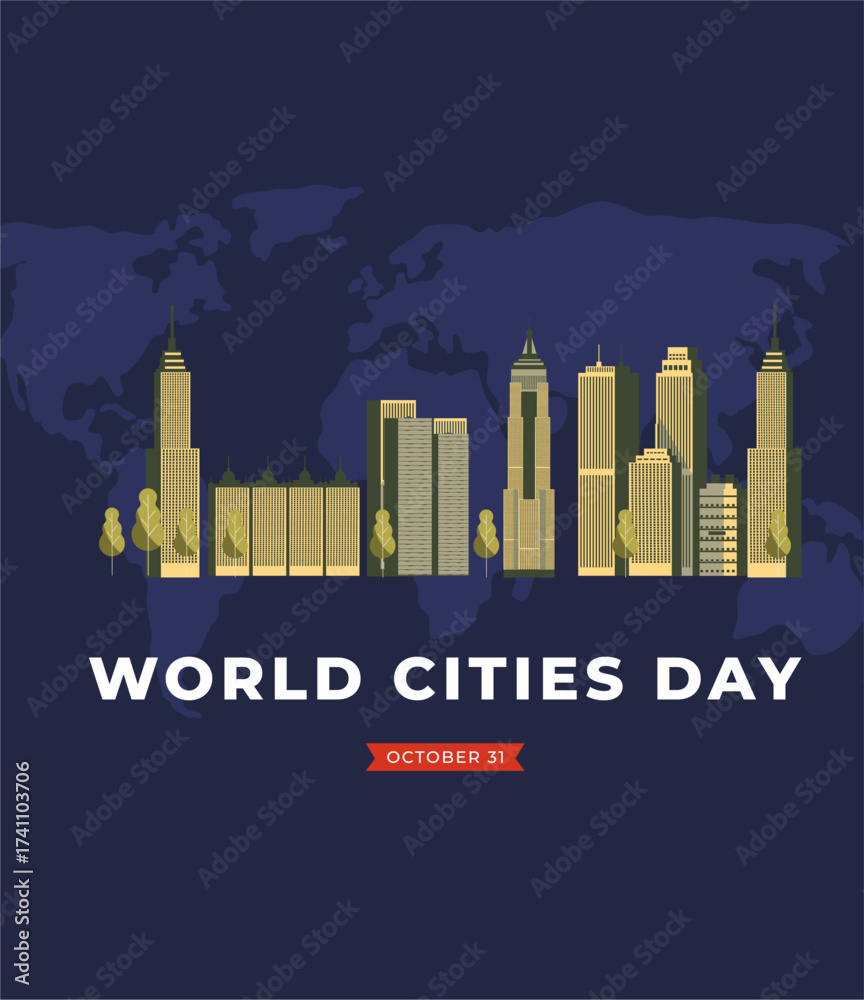 Fototapeta premium World Cities day flyer illustration