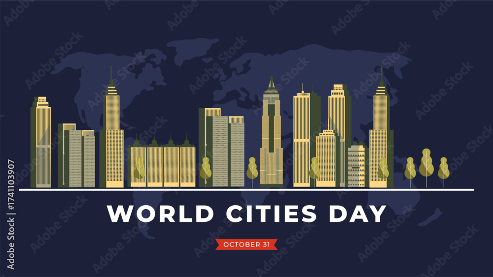 Fototapeta premium World Cities day flyer illustration