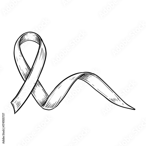 mental health ribbon vector line art hand drawn illustration