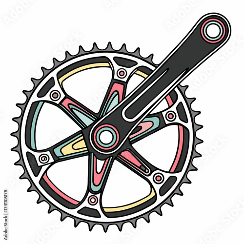 Bicycle Crankset Chainring with Colorful Accents bike part