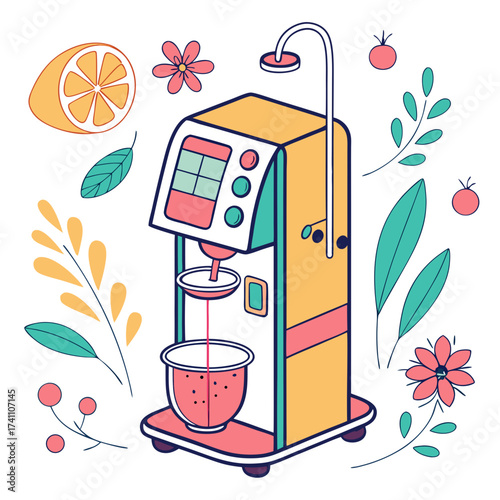 Colorful cartoon infusion pump with fruit and flowers