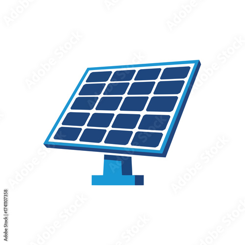 Vector illustration of illustration of a blue solar panel, representing renewable energy and sustainable power generation for a cleaner environment