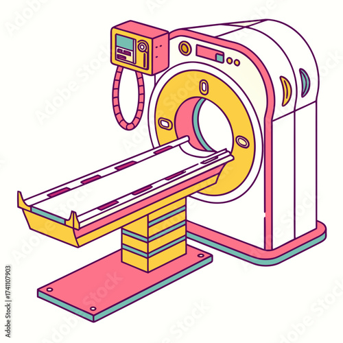 Colorful isometric medical scanner machine illustration