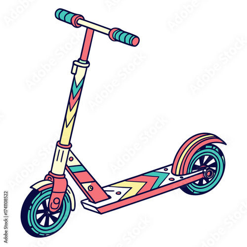 Colorful scooter with geometric patterns kick scooter