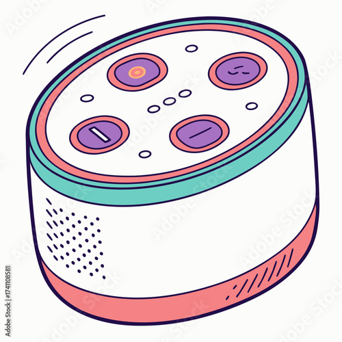 Colorful smart speaker with buttons and dots voice assistant