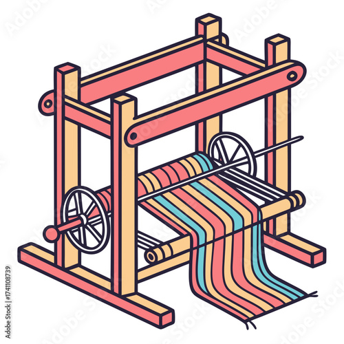 Colorful textile weaving machine isometric loom fabric