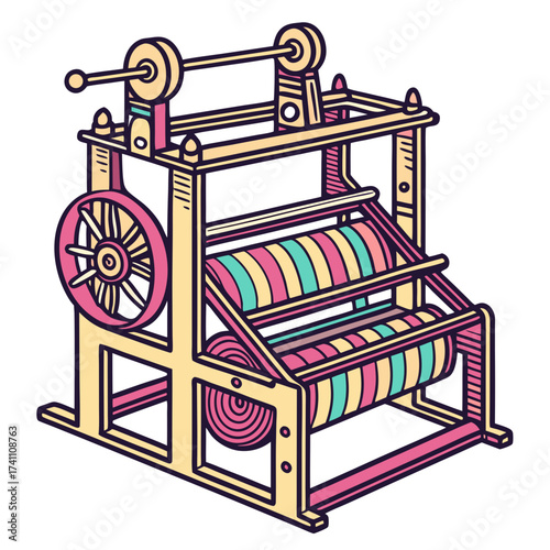 Colorful textile weaving machine with striped yarn
