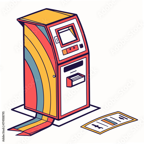 Colorful ticket printing machine with paper output