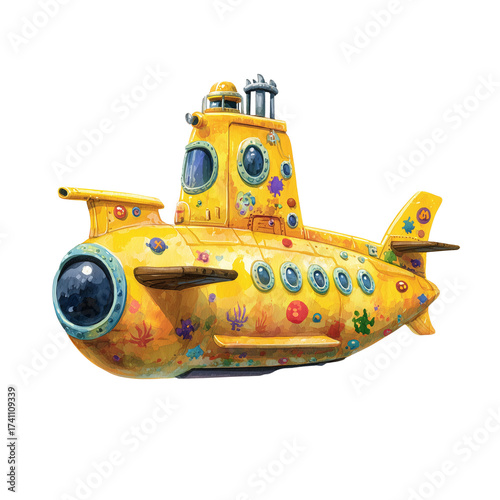  Yellow Submarine Illustration A Fun and Colorful isolated on transparent White background png