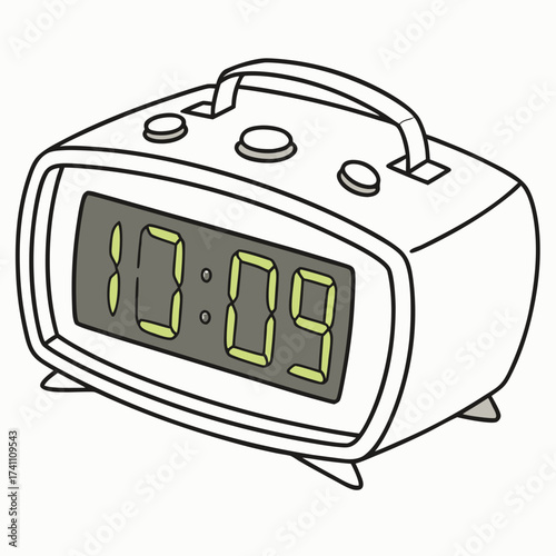 Digital alarm clock with bright green numbers digital clock