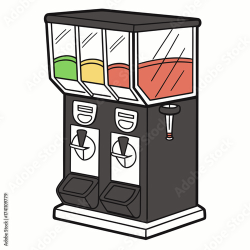 Four compartment juice dispenser with colorful liquids