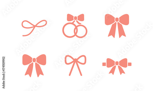 Elegant bow icons collection for gift and decoration design