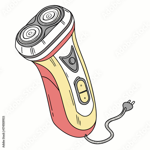 Hand drawn electric shaver with cord and plug razor
