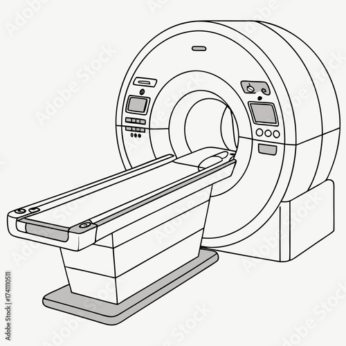 M R I machine illustration on white background MRI machine