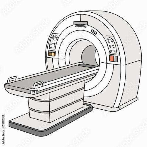 M R I machine medical device on white background mri machine