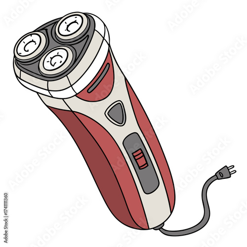 Red and cream electric shaver with cord razor grooming
