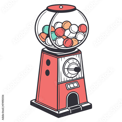 Vintage gumball machine with colorful gumballs retro 1