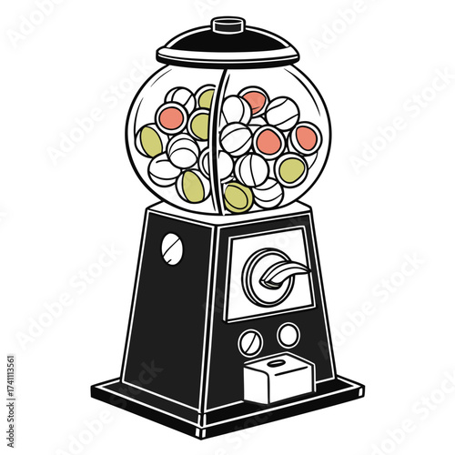 Vintage gumball machine with colorful gumballs retro 2