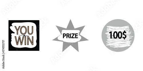 Lottery scratch icon set. vector illustration