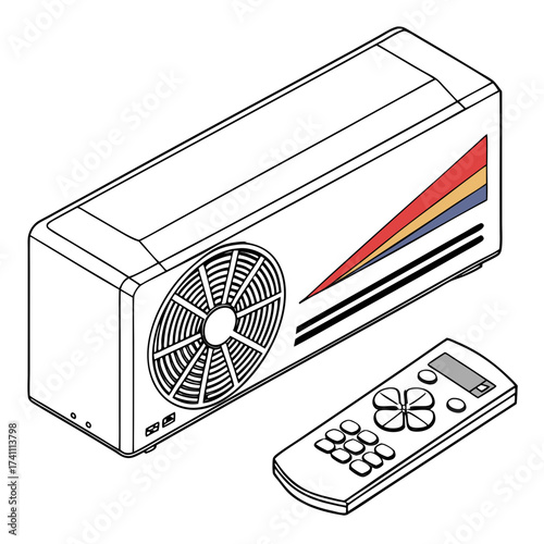 White air conditioner unit with remote control appliance