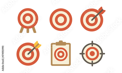 Set of bullseye target icons for precision and accuracy concepts