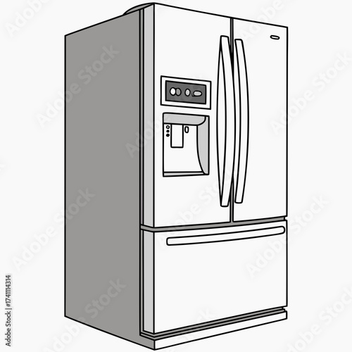 White refrigerator with electronic panel and ice dispenser