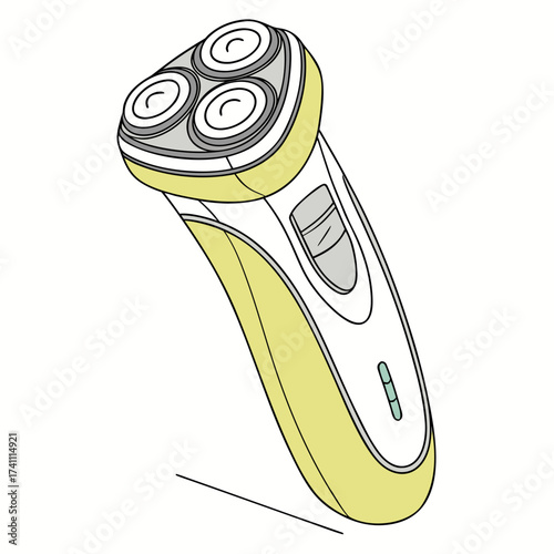 Yellow and white electric shaver illustration razor
