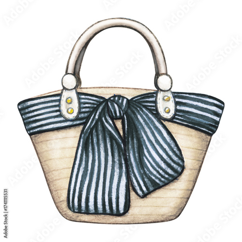 Watercolor Hand Drawn Summer Beach Bag⁠
