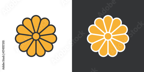 菊の2色ラインアイコン