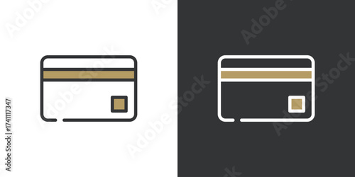 クレジットカードの2色ラインアイコン