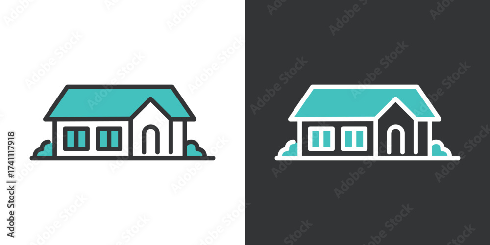 Fototapeta premium 平家の2色ラインアイコン