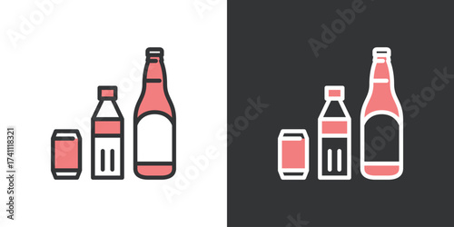 飲料の2色ラインアイコン