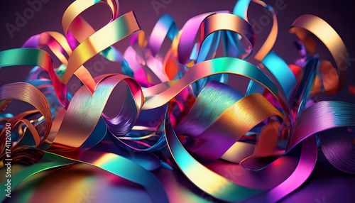 colorful metallic holographic party streamers