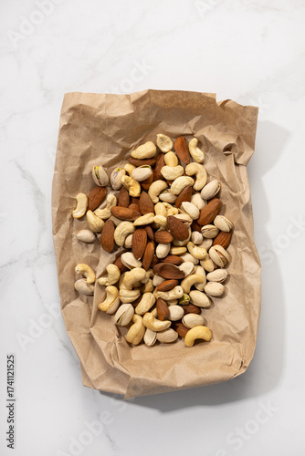 Variety of nuts pistachio cashew almond
