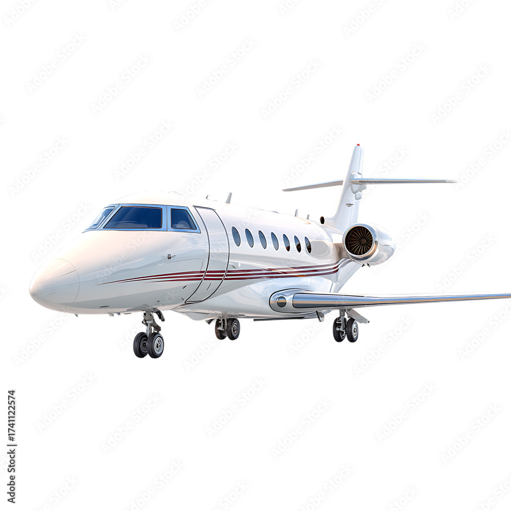 Fototapeta premium White private jet airplane isolated on transparent background