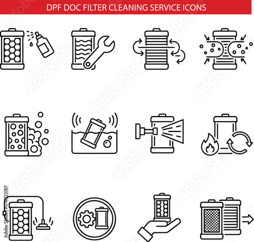 Diesel Particulate Filter and Diesel Oxidation Catalyst Cleaning Service Icons
