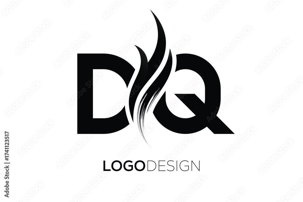 Fototapeta premium DQ Creative Monogram Logo Design – Modern Abstract Letter Mark with Artistic Brush Stroke