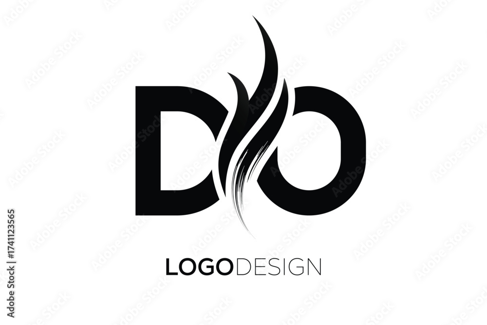 Fototapeta premium DO Creative Monogram Logo Design – Modern Abstract Letter Mark with Artistic Brush Stroke