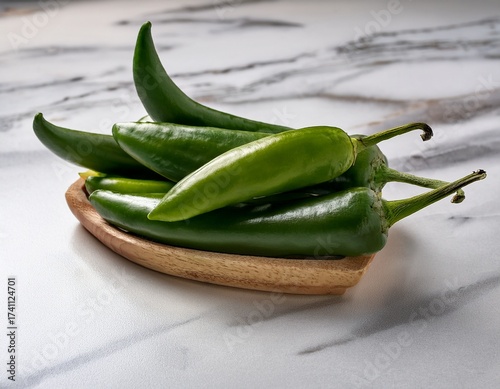 Obraz na płótnie green serrano pepper on white marble