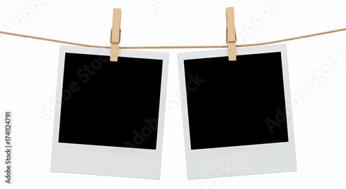 Retro photography polaroid photo frame illustration, a hanging photos blank template for a nostalgic memory collage