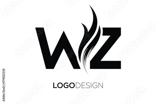 Free Download WZ Creative Monogram Logo Design – Modern Abstract Letter Mark with Artistic Brush Stroke - GFXLoad