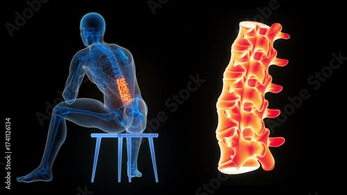 Spinal Cord Vertebral Column Lumbar Vertebrae of Human Skeleton System Anatomy