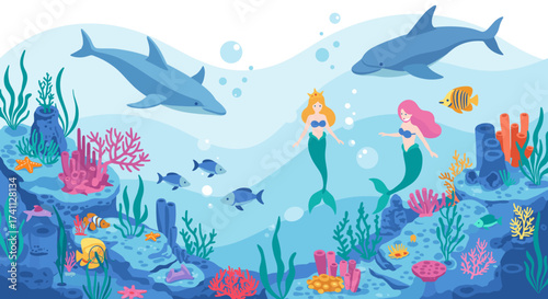 Magical mermaid adventure in a vibrant underwater world