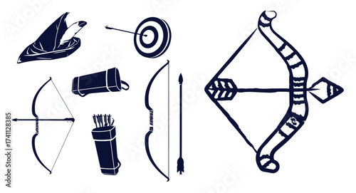 Vector silhouettes of the bow and arrow 
