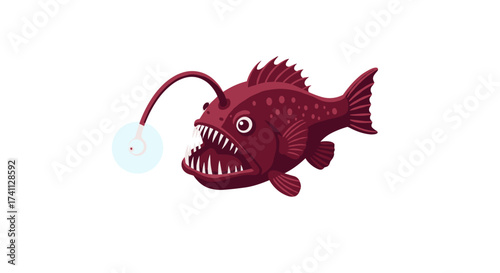 Deep sea anglerfish with lure in digital art style