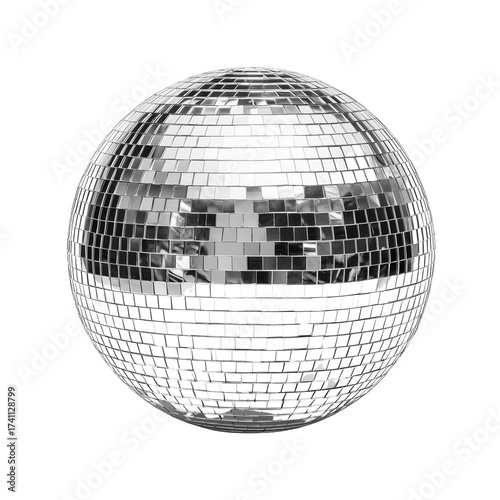  Silver disco mirror ball isolated on transparent White background png